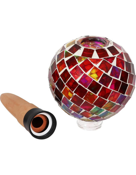 Globo de Riego de Vidrio Mosaico Sunnydaze 24.1 cm Magenta