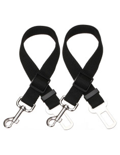 Correa de Asiento Ajustable para Mascotas Elisel - 2 Paquetes Negro