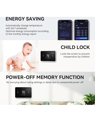 Termostato Inteligente Vine TJ-919T con Pantalla Táctil 4.3"