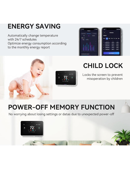 Termostato Inteligente Vine TJ-919T con Pantalla Táctil 4.3"