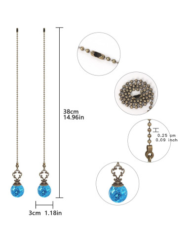 Cadena de Tirar para Ventilador de Techo LONGSHENG 38 cm Azul Lago