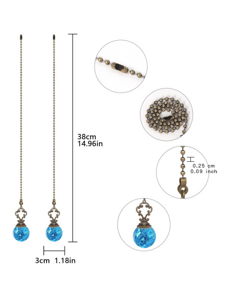 Cadena de Tirar para Ventilador de Techo LONGSHENG 38 cm Azul Lago