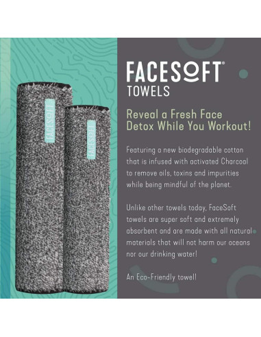 Toalla de Yoga Facesoft - Carbón Activado Ecológica 25x96 cm