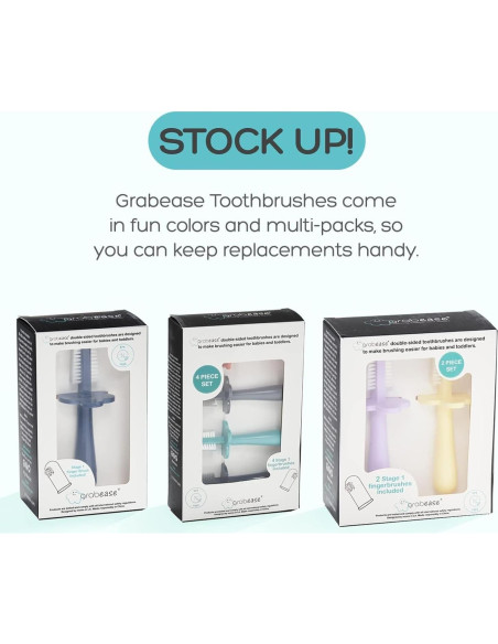 Cepillo de Dientes Grabease Doble Cara Bebés 12 Meses 2 Unidades