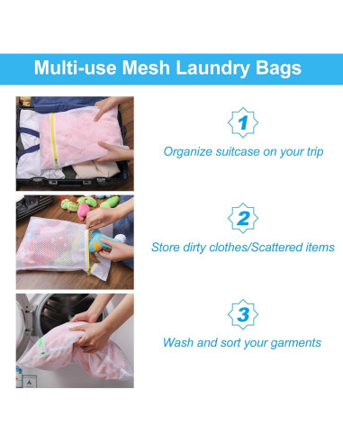 Bolsas de Lavandería GOGOODA 7 Set Malla Blanca Premium