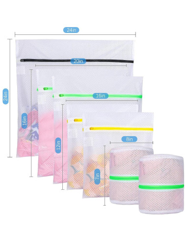 Bolsas de Lavandería GOGOODA 7 Set Malla Blanca Premium