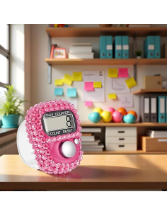 Contador Digital Portátil WLngtv Rosa con Pantalla LCD 2