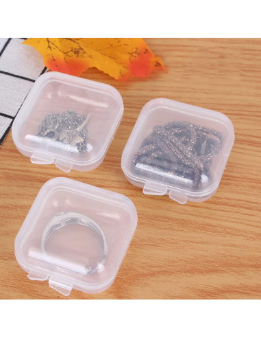 10 Cajas Plásticas Transparentes ccHuDE para Joyas 3.5x3.5cm