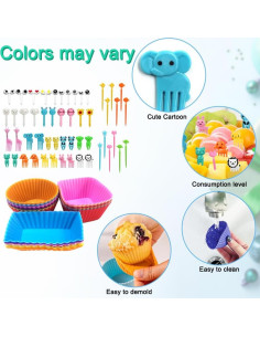 Kit de Divisores de Silicona SourceTon 70 PCS para Bento Box 2