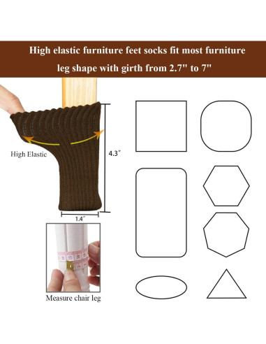 24 Calcetines para Patas de Muebles UrsoKuz Marrón Antideslizantes