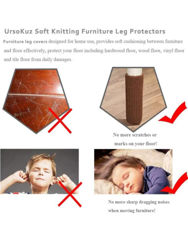 24 Calcetines para Patas de Muebles UrsoKuz Marrón Antideslizantes