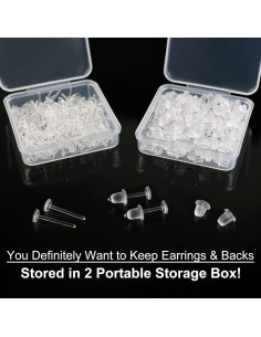 Pendientes Transparentes KMEOSCH 400Pcs 20G para Oídos Sensibles 2