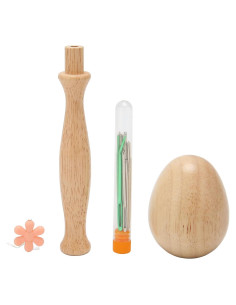 Kit de Agujas de Remendar Pssopp con Mango Curvado de Madera