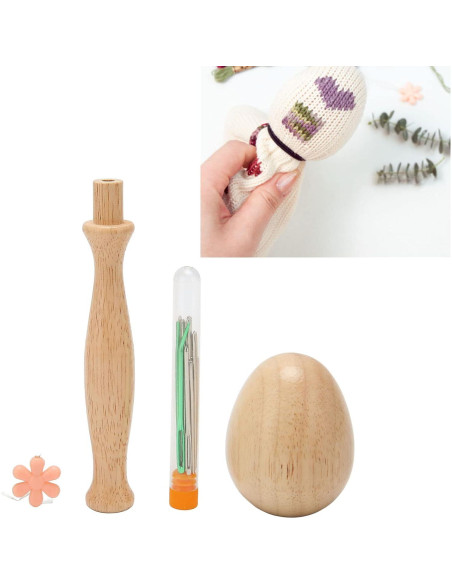 Kit de Agujas de Remendar Pssopp con Mango Curvado de Madera