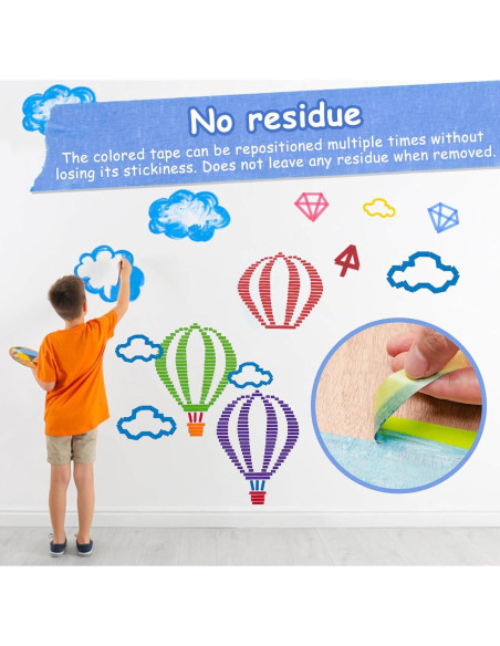 Cinta Washi Colorida Piokio 10 Rollos 164 Pies para Manualidades