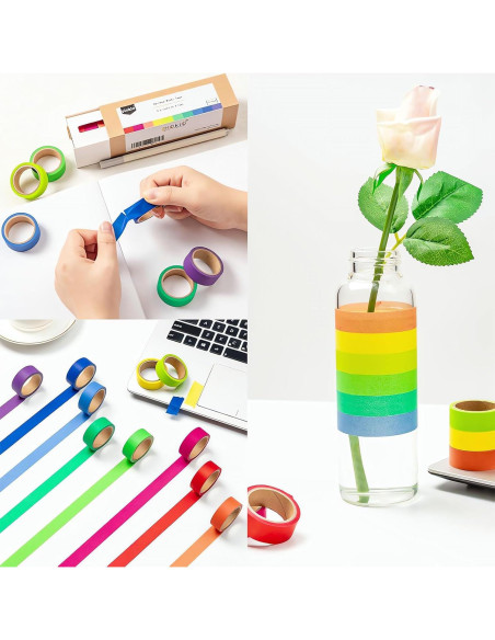 Cinta Washi Colorida Piokio 10 Rollos 164 Pies para Manualidades