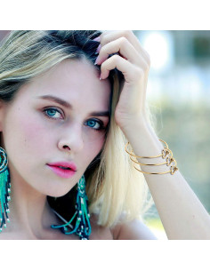 6 Pulseras Abiertas de Acero Inoxidable 14K ALEXCRAFT 2