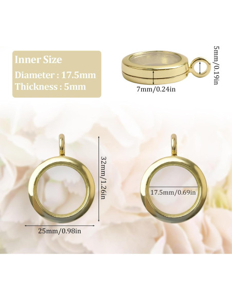 WANDIC Charms de Foto Dorados 4 Pcs 25mm para Collares WANDIC Charms de Foto Dorados 4 Pcs 25mm para Collares