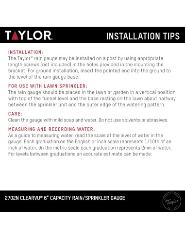 Medidor de Lluvia ClearVu Taylor 15.24 cm Transparente