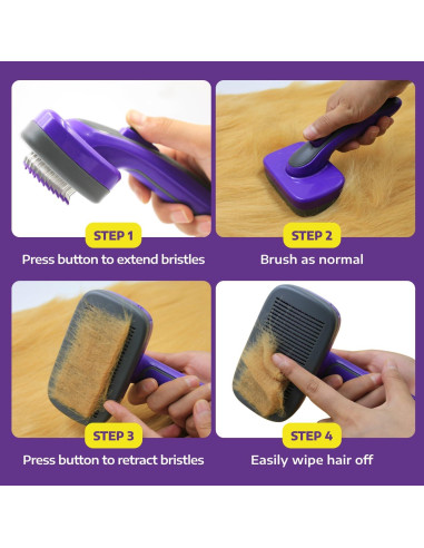 Cepillo Autolimpiante Hertzko para Perros y Gatos - 25.8x14.9cm