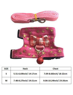 Arnés y correa ajustable para mascotas pequeñas Litewood - Estrella Rosa 2