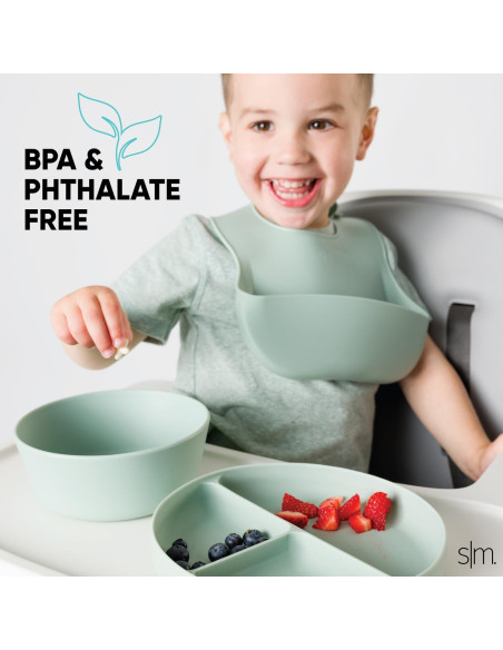 Babero de Silicona Simple Modern para Niños - Talla Única Babero de Silicona Simple Modern para Niños - Talla Única