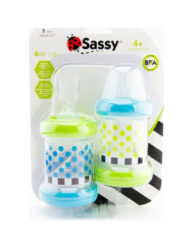 Alimentador Sassy para Bebés - Set de 2 Botellas 120ml con Tetina