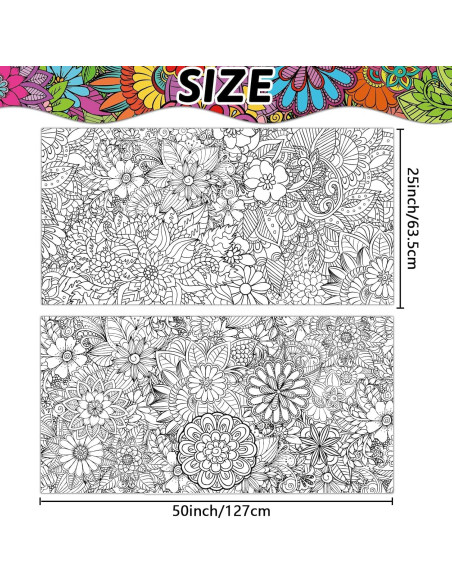 Paquete de 2 Pósters Gigantes para Colorear Mandala ZOIIWA 127x76 cm