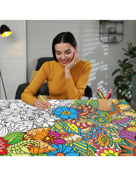 Paquete de 2 Pósters Gigantes para Colorear Mandala ZOIIWA 127x76 cm