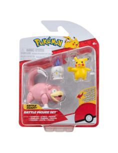 Conjunto de Figuras de Batalla Pokemon Jazwares 3PK - Pikachu, Litwick, Slowpoke
