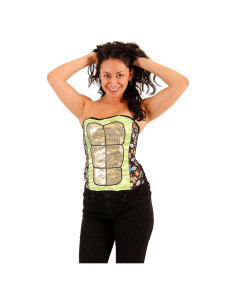 Corset sin tirantes TMNT Lentejuelas Verde/Dorado S/M