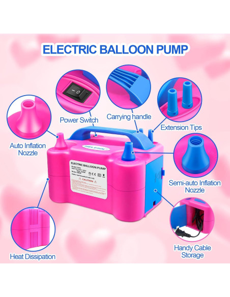 Bomba de Aire Eléctrica HELESIN 600W Doble Boquilla Rojo Rosa
