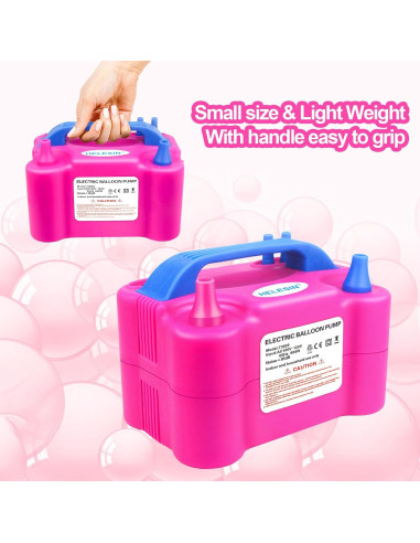 Bomba de Aire Eléctrica HELESIN 600W Doble Boquilla Rojo Rosa