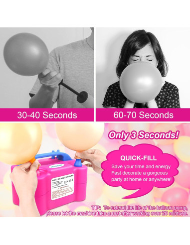 Bomba de Aire Eléctrica HELESIN 600W Doble Boquilla Rojo Rosa