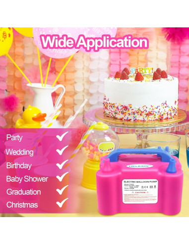 Bomba de Aire Eléctrica HELESIN 600W Doble Boquilla Rojo Rosa