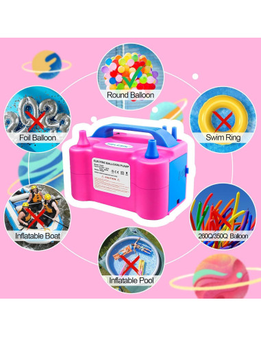 Bomba de Aire Eléctrica HELESIN 600W Doble Boquilla Rojo Rosa