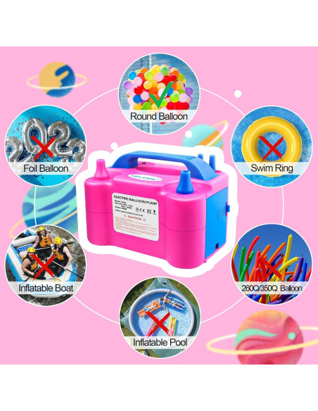 Bomba de Aire Eléctrica HELESIN 600W Doble Boquilla Rojo Rosa