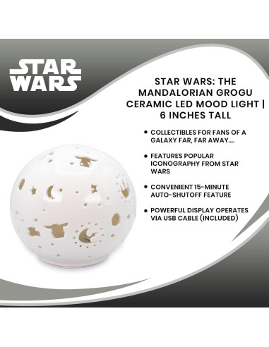 Lámpara de Mesa LED Star Wars Grogu 15.24 cm Cerámica