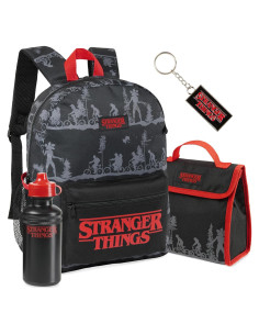 Mochila Stranger Things 4 Piezas con Bolsa de Almuerzo y Botella