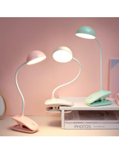 Lámpara de libro recargable CometMars con clip y luz regulable 2