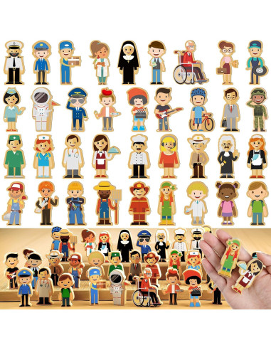 Juguetes de Madera Kathfly 36 Piezas Figuras Profesiones