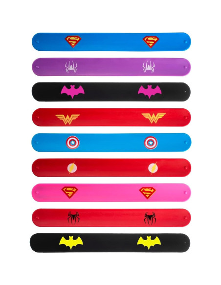 Pulseras de Superhéroe para Niños - 9 Paquetes de Fiesta