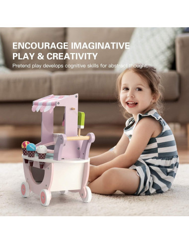 Carrito de Helados de Madera ROBUD para Niños 3+ Años Rosa