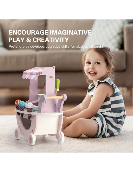Carrito de Helados de Madera ROBUD para Niños 3+ Años Rosa