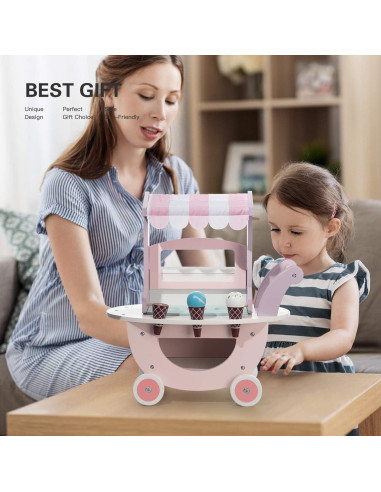 Carrito de Helados de Madera ROBUD para Niños 3+ Años Rosa