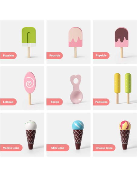 Carrito de Helados de Madera ROBUD para Niños 3+ Años Rosa