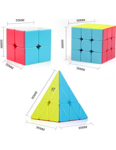 Conjunto de Cubos Rápidos D-FantiX QY Toys 2x2 3x3 Pirámide 2