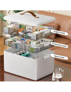 Organizador de Medicamentos CTIME 3 Niveles Blanco 34x22x25cm 2