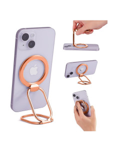 Soporte de Anillo Magnético MagSafe Rimyam Rosa Dorado 2 en 1