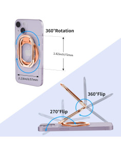 Soporte de Anillo Magnético MagSafe Rimyam Rosa Dorado 2 en 1 2